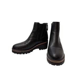 MIA Black Leather Lug Sole Ankle Boots Back Zip Platform 7.5